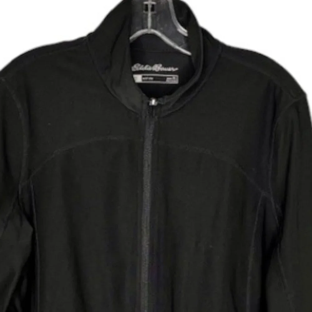Eddie Bauer Motion High Neck Softshell Full Zip Jacket Thumbholes - Black - XL